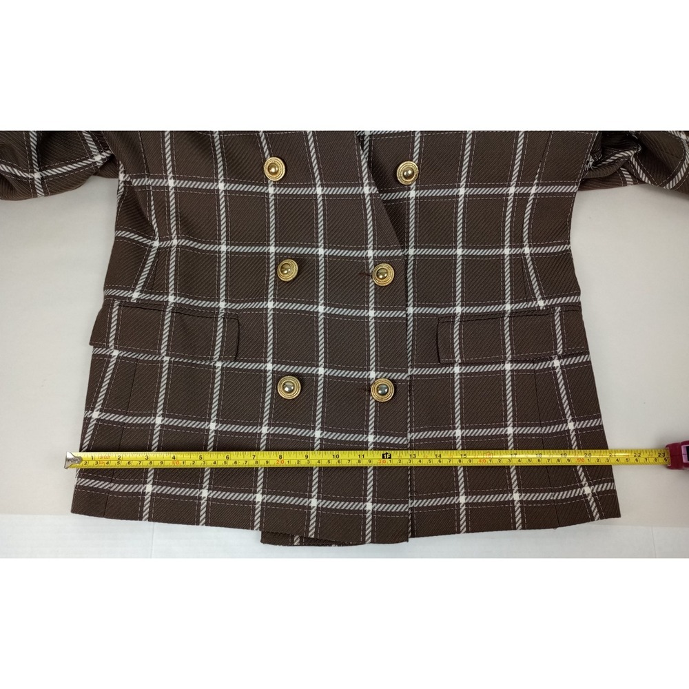 HBS LTD. Women's 14 Brown‎ White Plaid Blazer Jacket - Picture 11 of 13